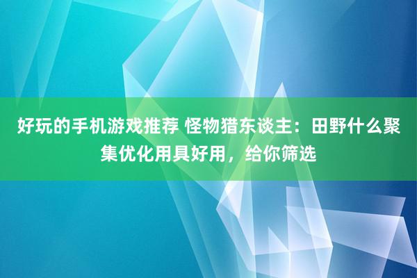 好玩的手机游戏推荐 怪物猎东谈主：田野什么聚集优化用具好用，给你筛选