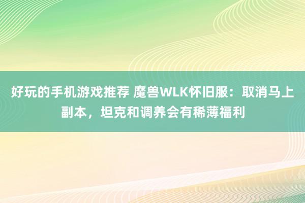 好玩的手机游戏推荐 魔兽WLK怀旧服：取消马上副本，坦克和调养会有稀薄福利