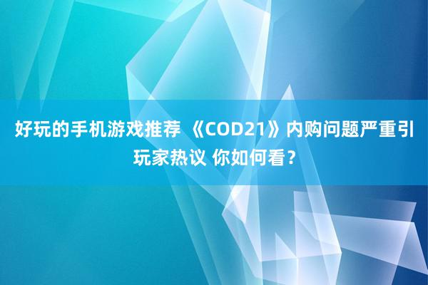 好玩的手机游戏推荐 《COD21》内购问题严重引玩家热议 你如何看？