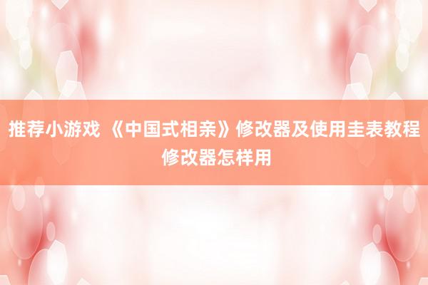 推荐小游戏 《中国式相亲》修改器及使用圭表教程 修改器怎样用